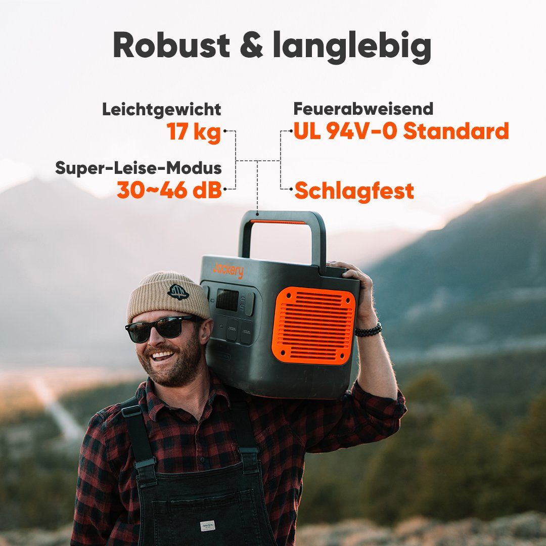 Jackery Stromgenerator Explorer 1500 Pro, 1512Wh tragbare Powerstation, 3,60 in kW, (1-tlg), Solar- und AC-Schnellladung in 2 Std.