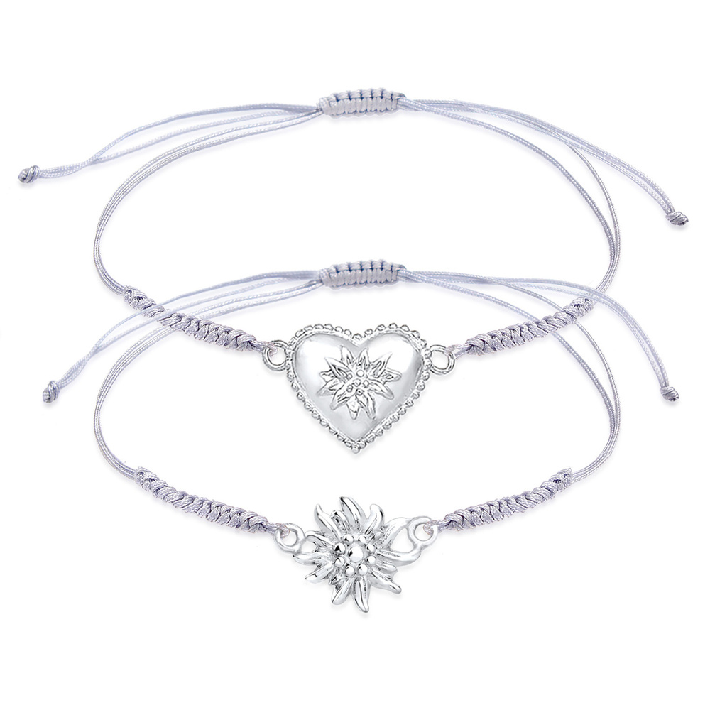 Elli Elli Bracelet Edelweiss Pendentif à la Mode Ensemble Femme - (925/1000) Argent Bracelet