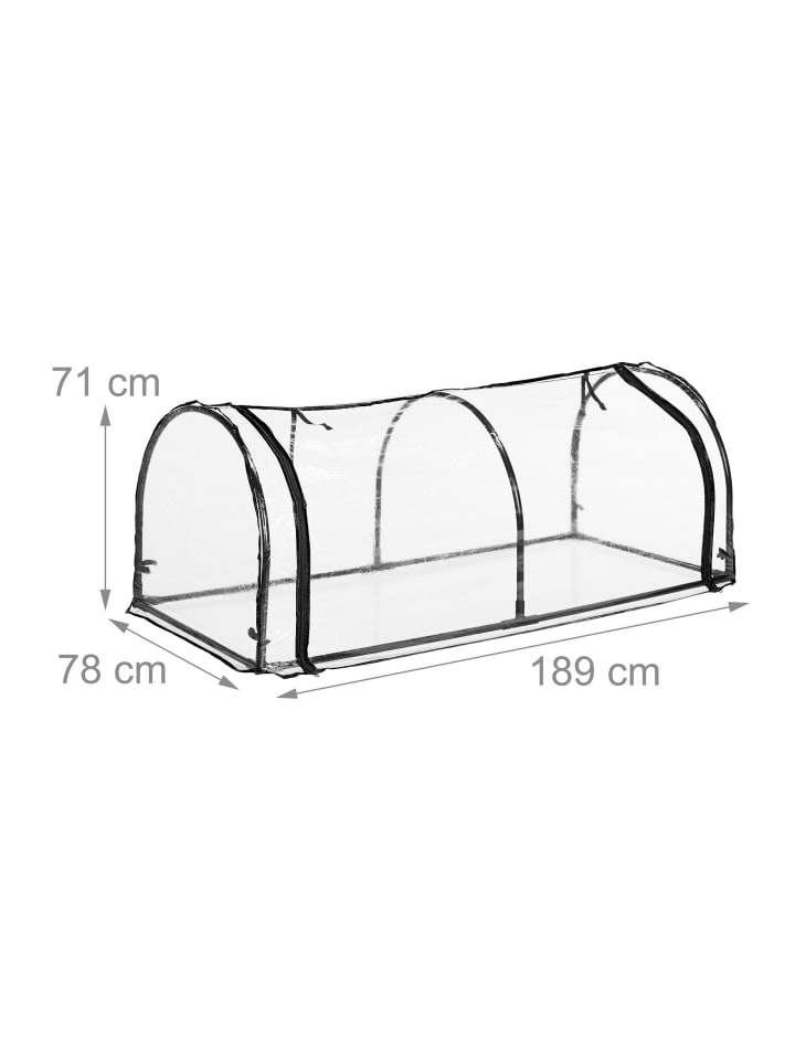 relaxdays Folienfrühbeet in Transparent/ Schwarz - (B)189 x (H)71 x (T)78 cm günstig kaufen onesize