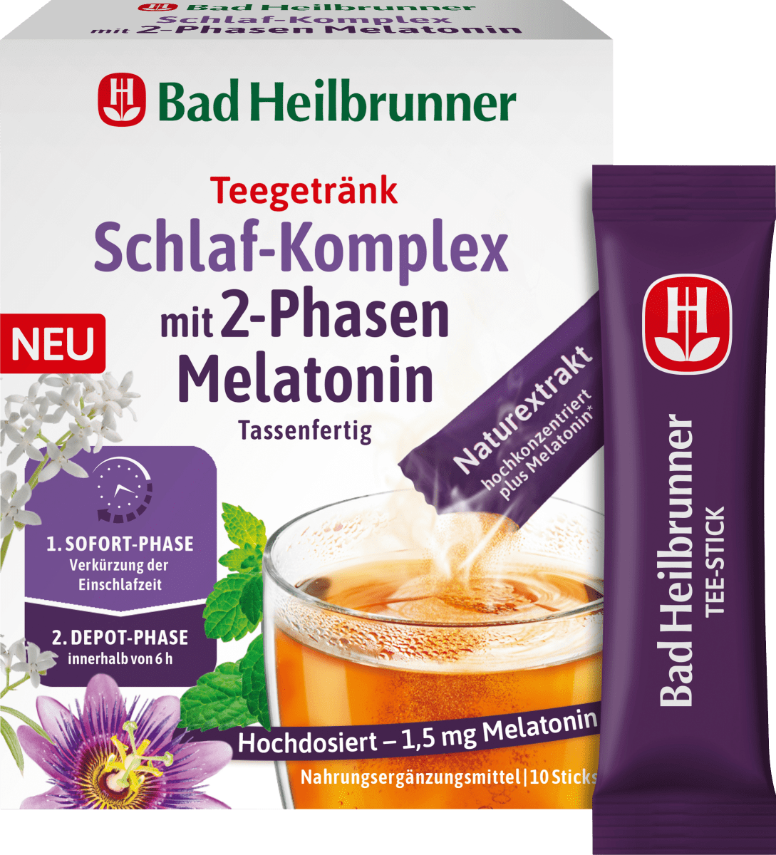 Kräutertee Schlaf-Komplex mit 2-Phasen Melatonin (10 Stück), 10 g