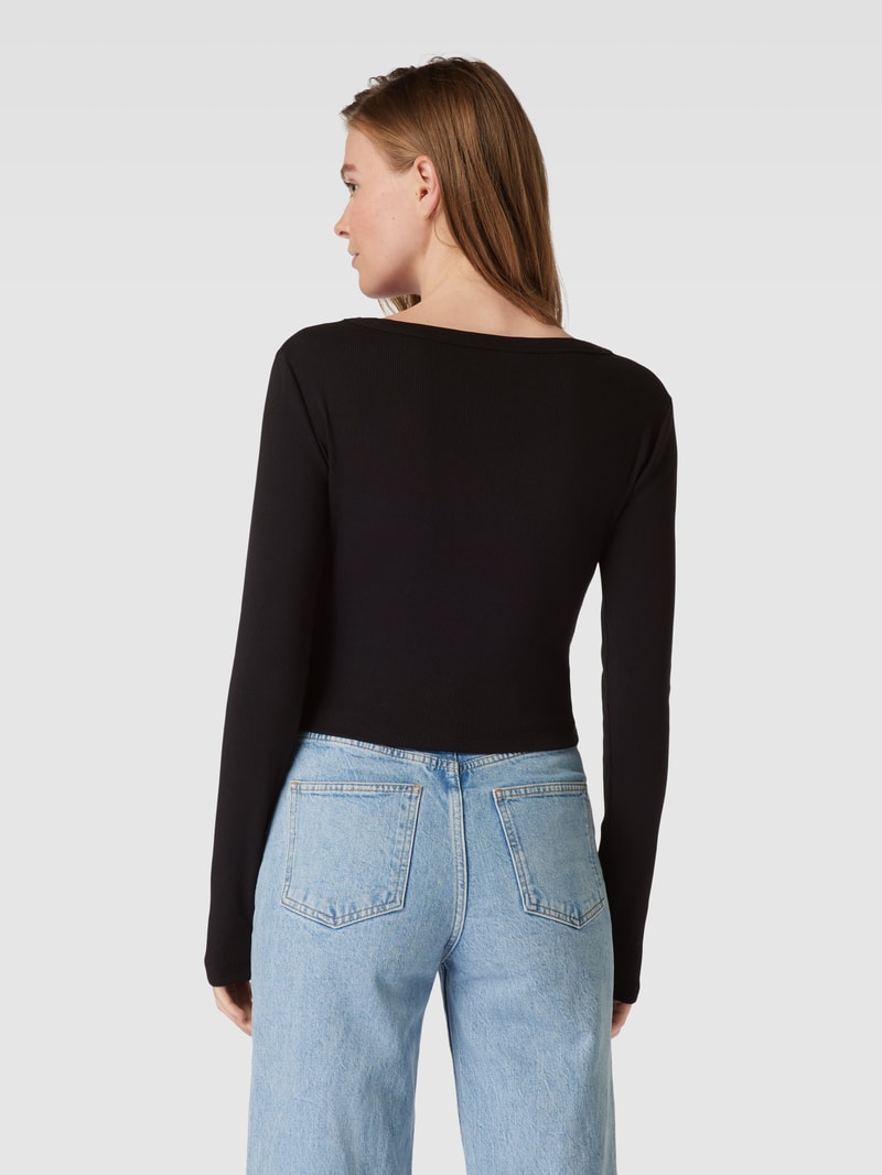 Cropped Cardigan mit Label-Patch in black