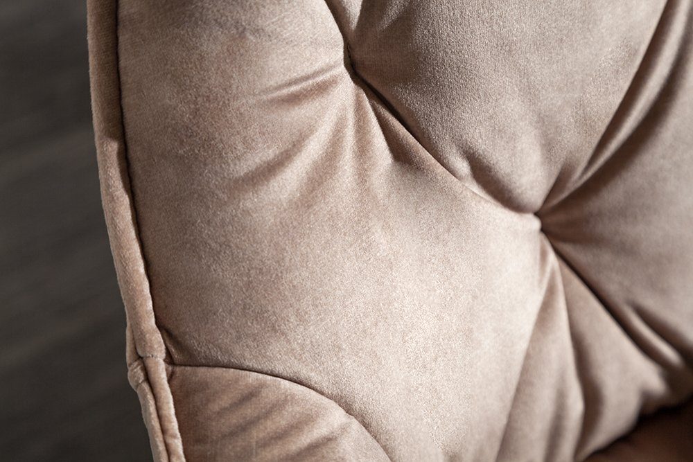 riess-ambiente Stuhl MILANO champagner, Esszimmer · Samt · Metall · mit Armlehne · Chesterfield-Steppung