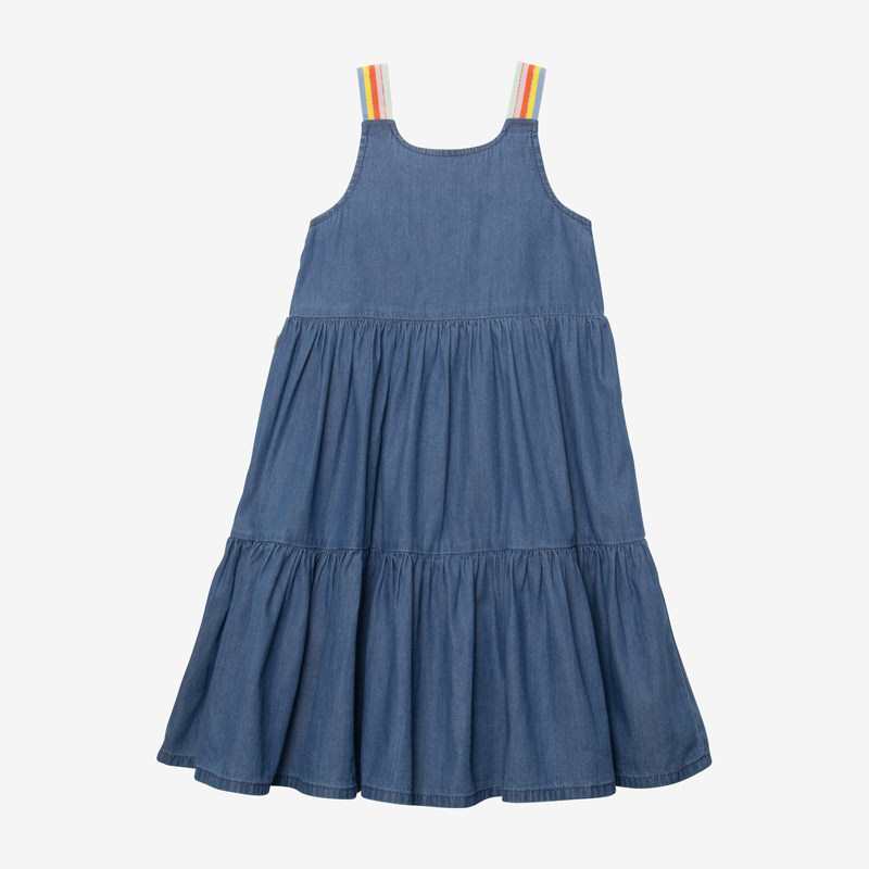 Robe fille jean bretelles rayées bleue Catimini
