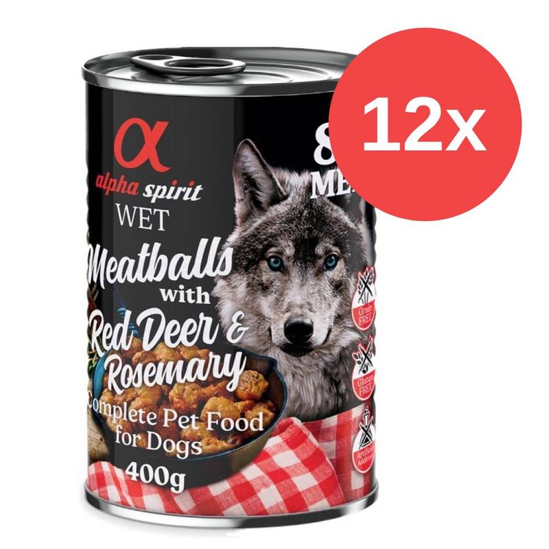 Sparpaket alpha spirit Dog Meatballs 12 x 400 g