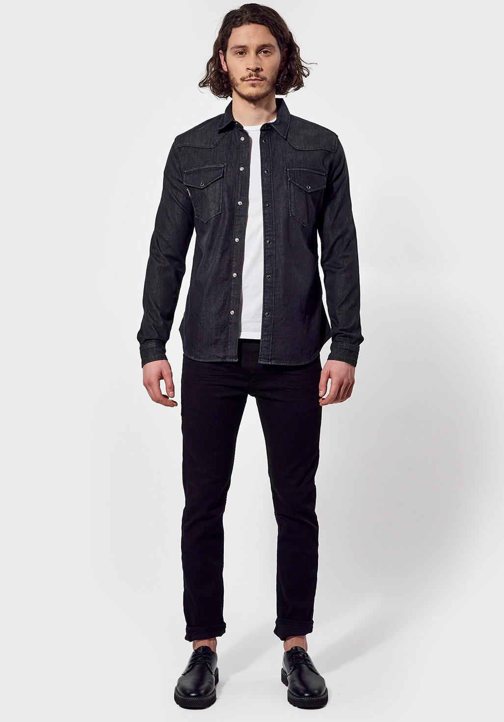 DIEGO  Chemise en jean cintrée Homme brut