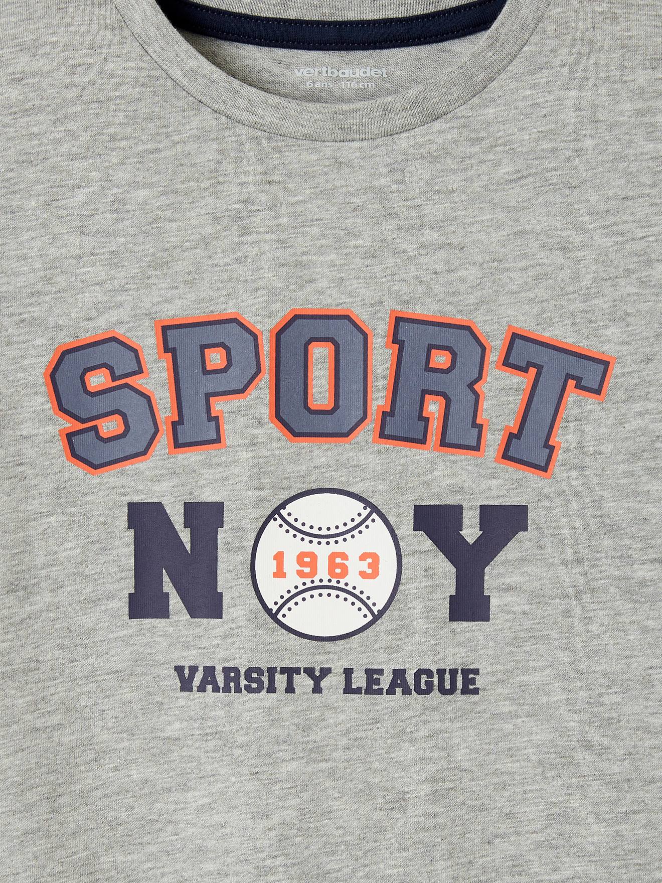 T-shirt team sport Basics garçon gris chiné moyen