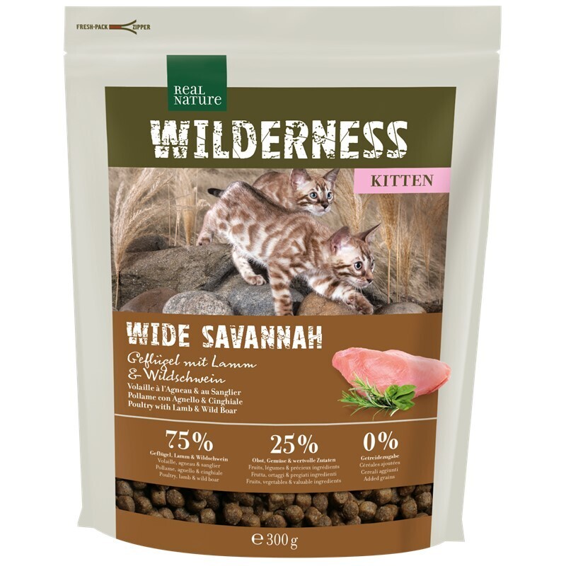 REAL NATURE Trockenfutter REAL NATURE WILDERNESS Wide Savannah Kitten Geflügel, Lamm & Wildschwein 300 g