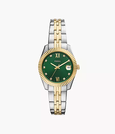 Fossil Uhr Scarlette 3-Zeiger-Werk Datum Edelstahl Bicolor