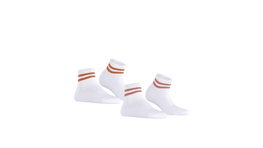 ESPRIT Damen Sneaker Socken Active Tennis 2er Pack weiß, orange