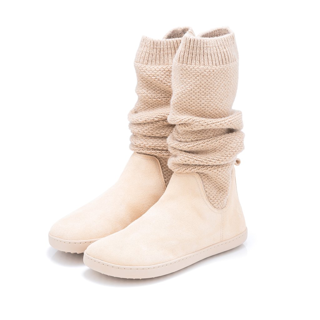 Shapen Knitty Vanilla Leather Barfußstiefel