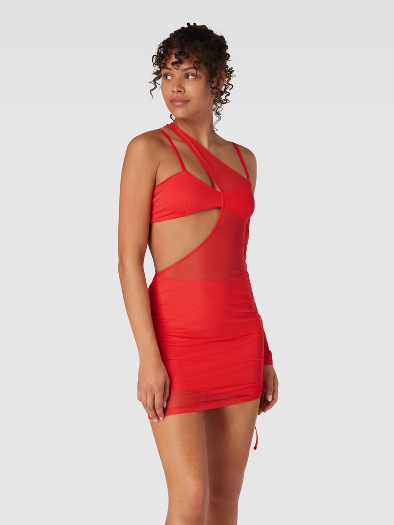 Minikleid mit Label-Print Modell 'BODYCON' in rot