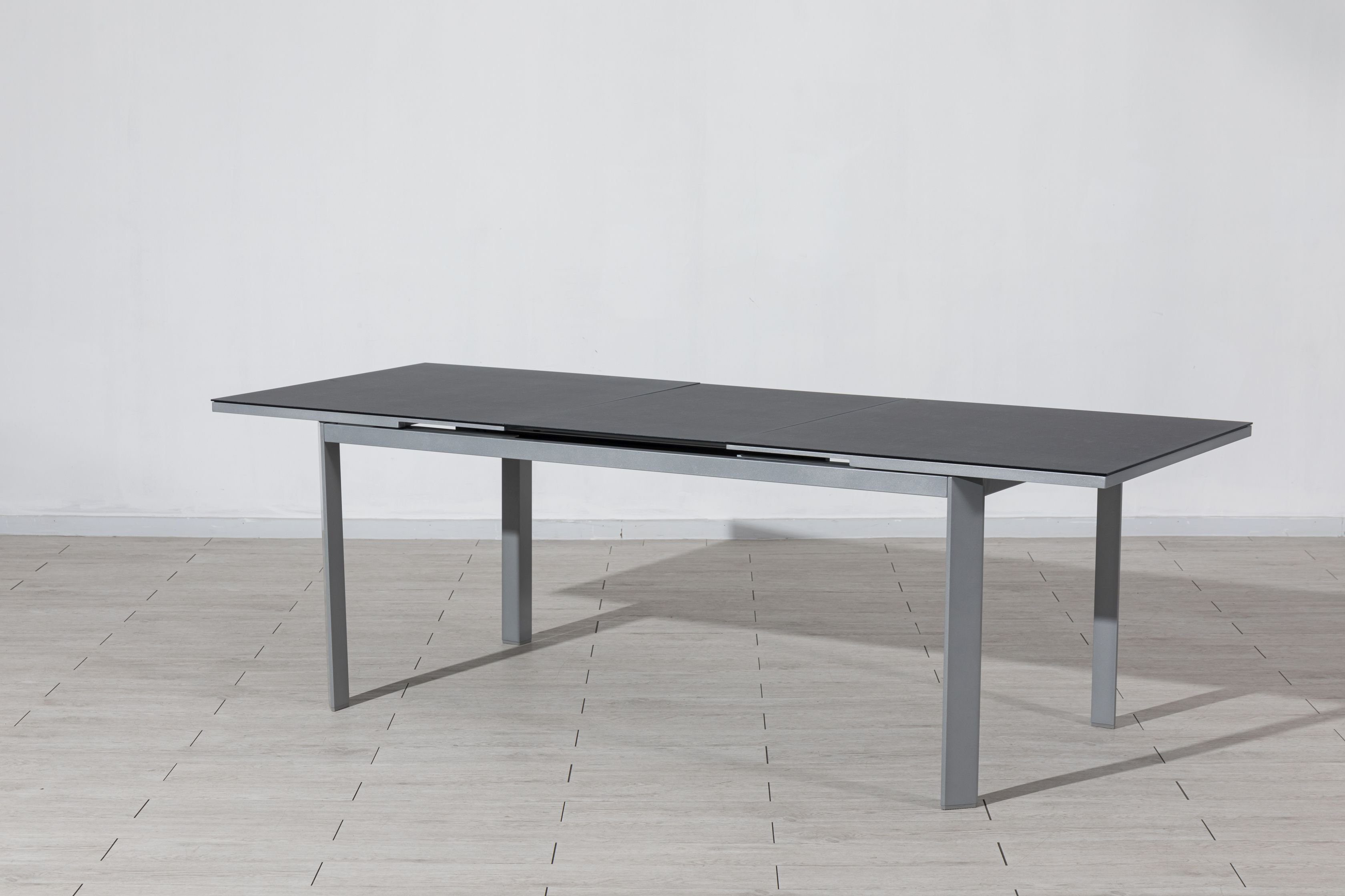 Gardissimo Gartentisch Keramik XXL Ausziehtisch Dia Silber, 180/240 x 90 cm, synchrone Auszugautomatik