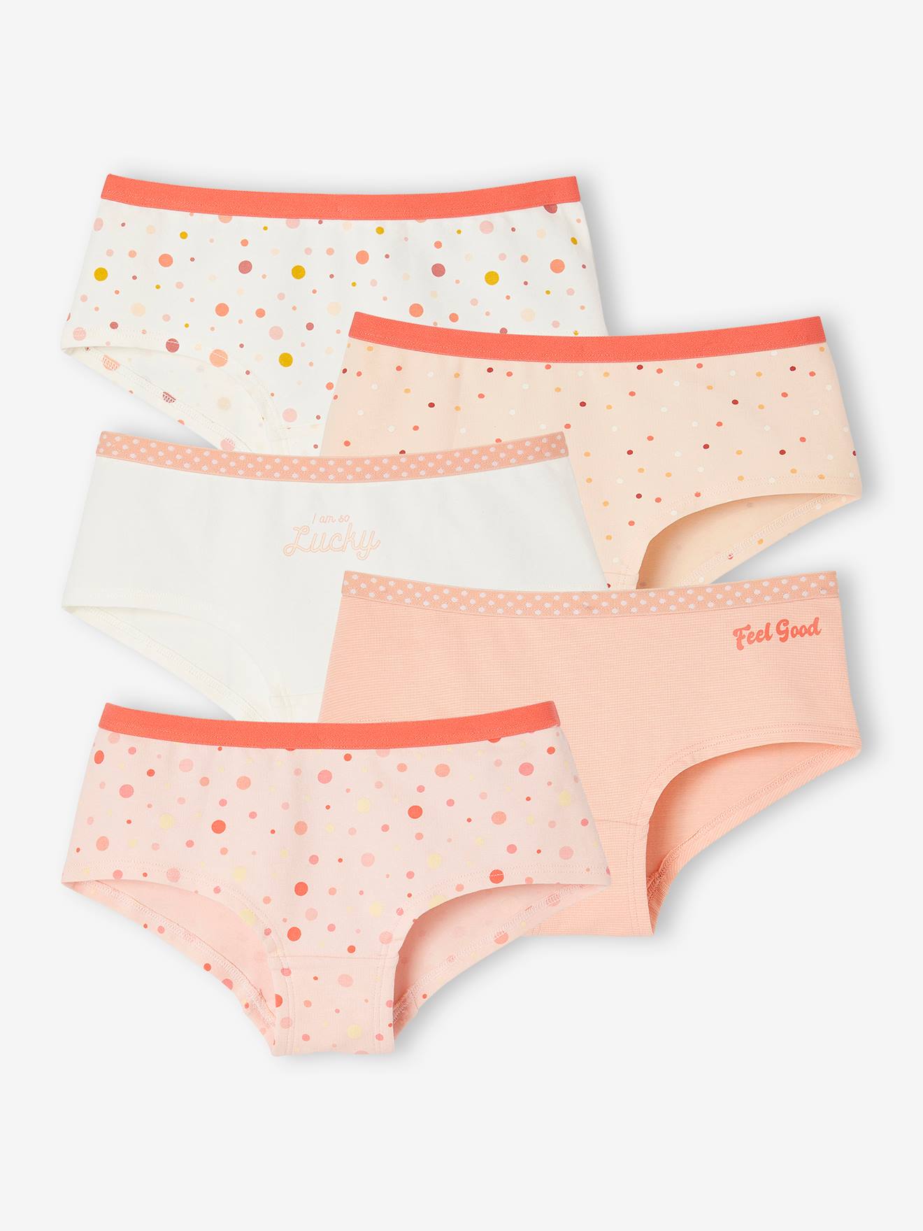 Lot de 5 shorties fille Pop abricot