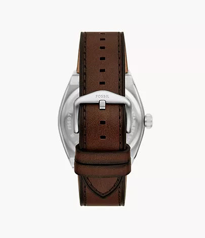 Fossil Uhr Everett 3-Zeiger-Werk Datum Leder braun