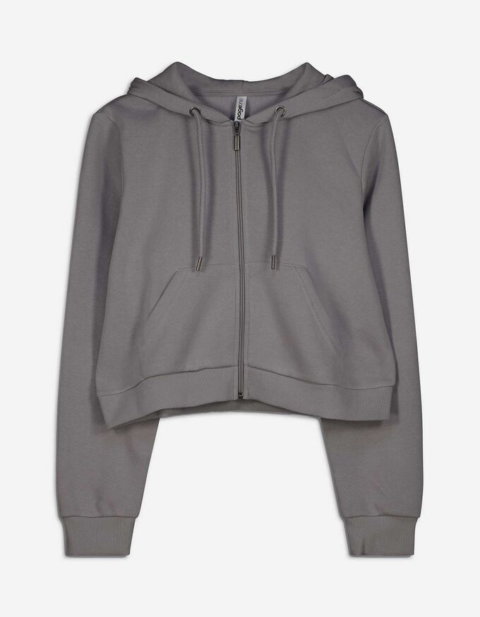 Cropped Sweatjacke - einfarbig