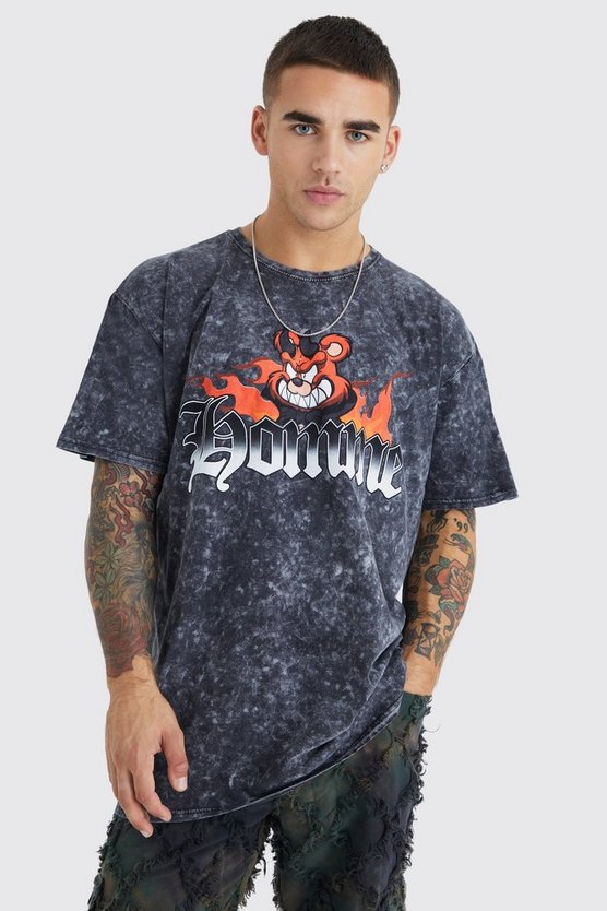 Oversize T-Shirt mit Homme Bear Print