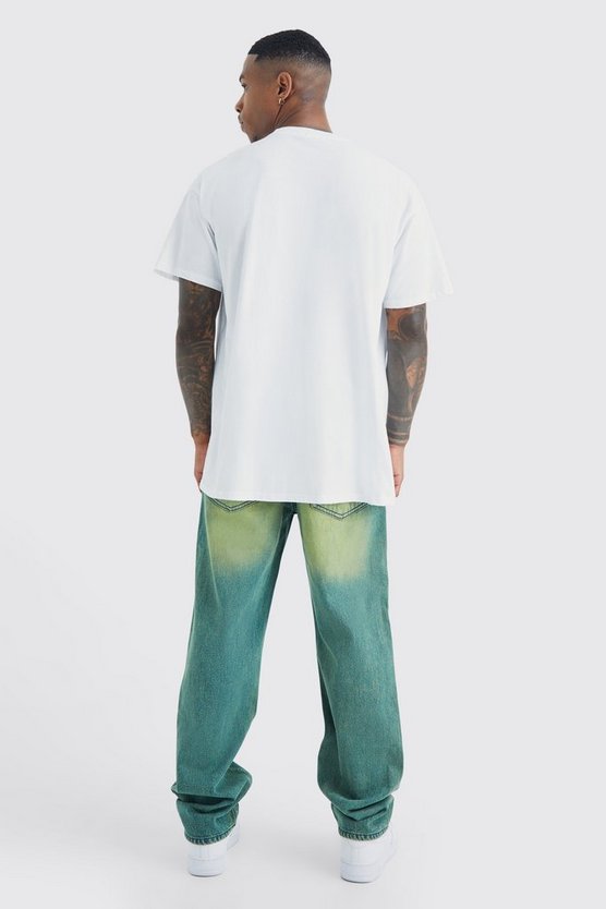 Lockere getönte Jeans mit Rissen