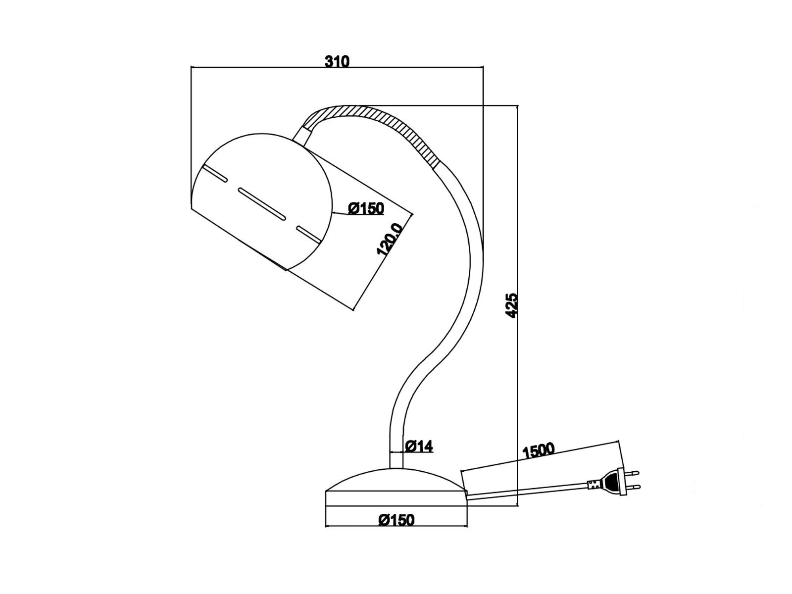 meineWunschleuchte LED Tischleuchte, Dimmer, LED wechselbar, warmweiß, groß-e Designer Schreib-tischlampe Arbeitsleuchte Silber, Höhe 42cm