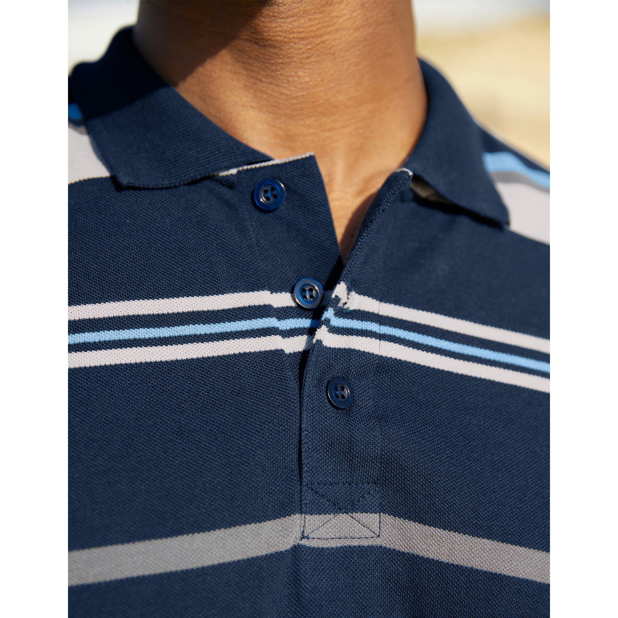 Polo maille piquée rayée, manches courtes