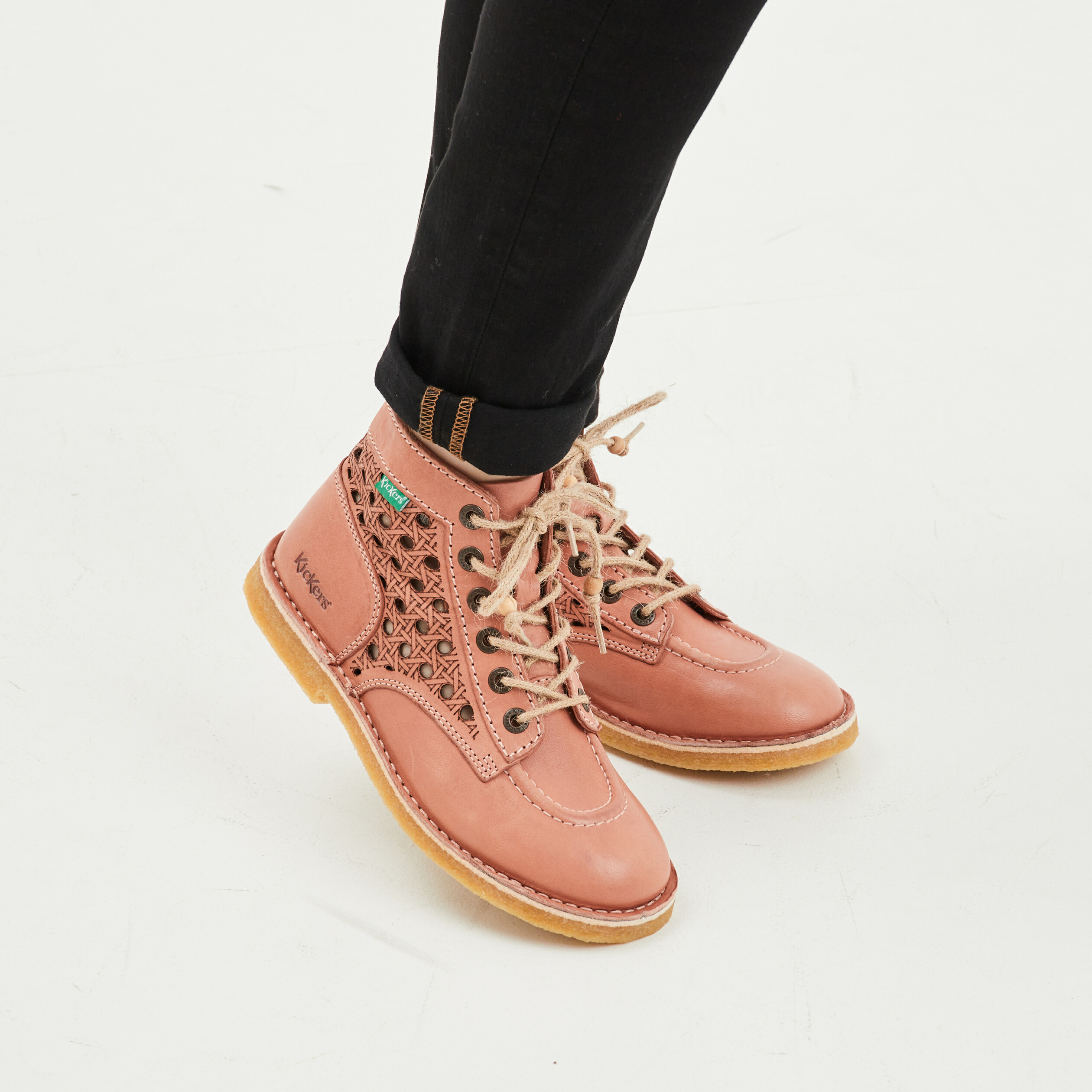 Bottines en cuir Kickers Kicklegend orange clair femme | La Halle