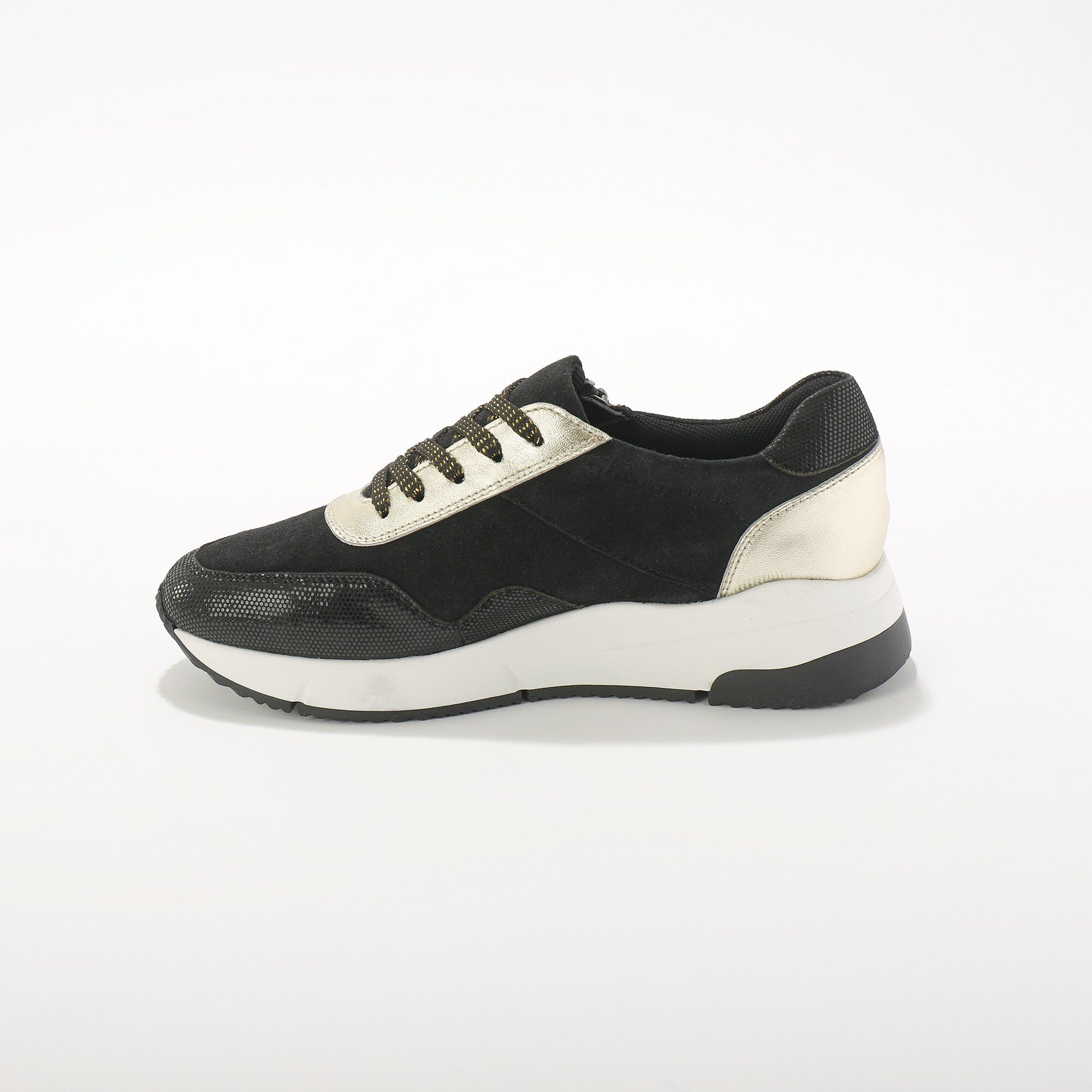 Sneakers à lacets zippées en cuir