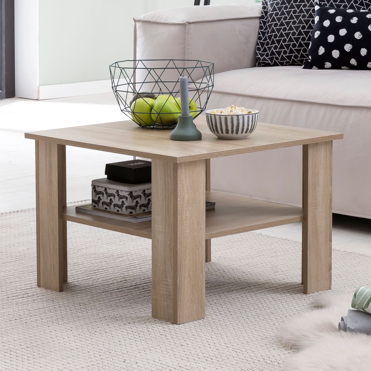 Wohnling Couchtisch WL5.833 Tisch Holz 60x42x60 cm Wohnzimmertisch Sofatisch