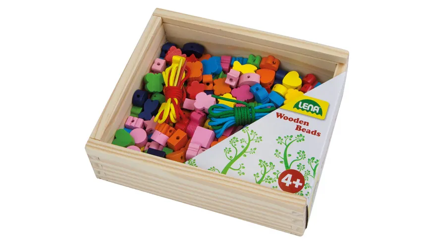 Lena - Holzspielzeug - Holzperlen in Holzkiste