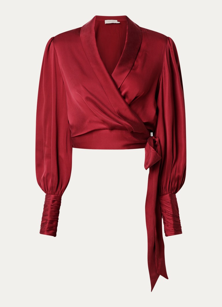 Zimmermann silk wrap top with balloon sleeves