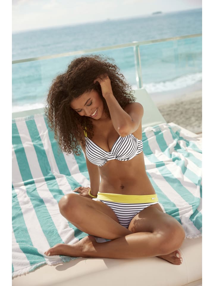 Venice Beach Bikini-Hose in schwarz-weiß-limette günstig kaufen