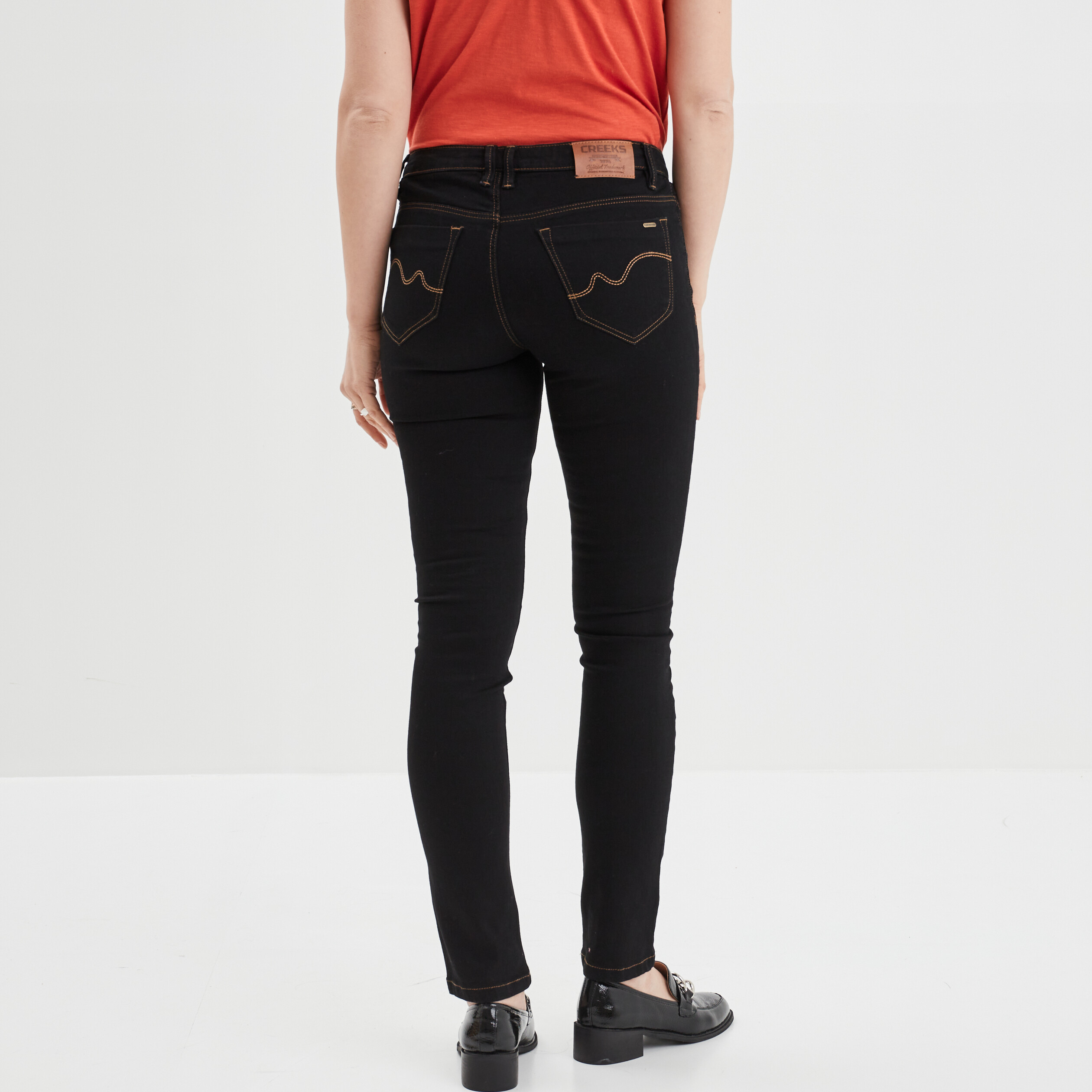 Jeans regular taille basse denim noir femme | La Halle
