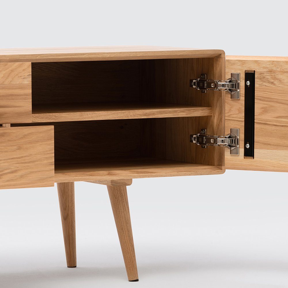 Mobello Sideboard Elegante Kommode aus Massiv Eichenholz, Stilvoller Mehrzweckschrank für Zuhause, 160x40x53 cm