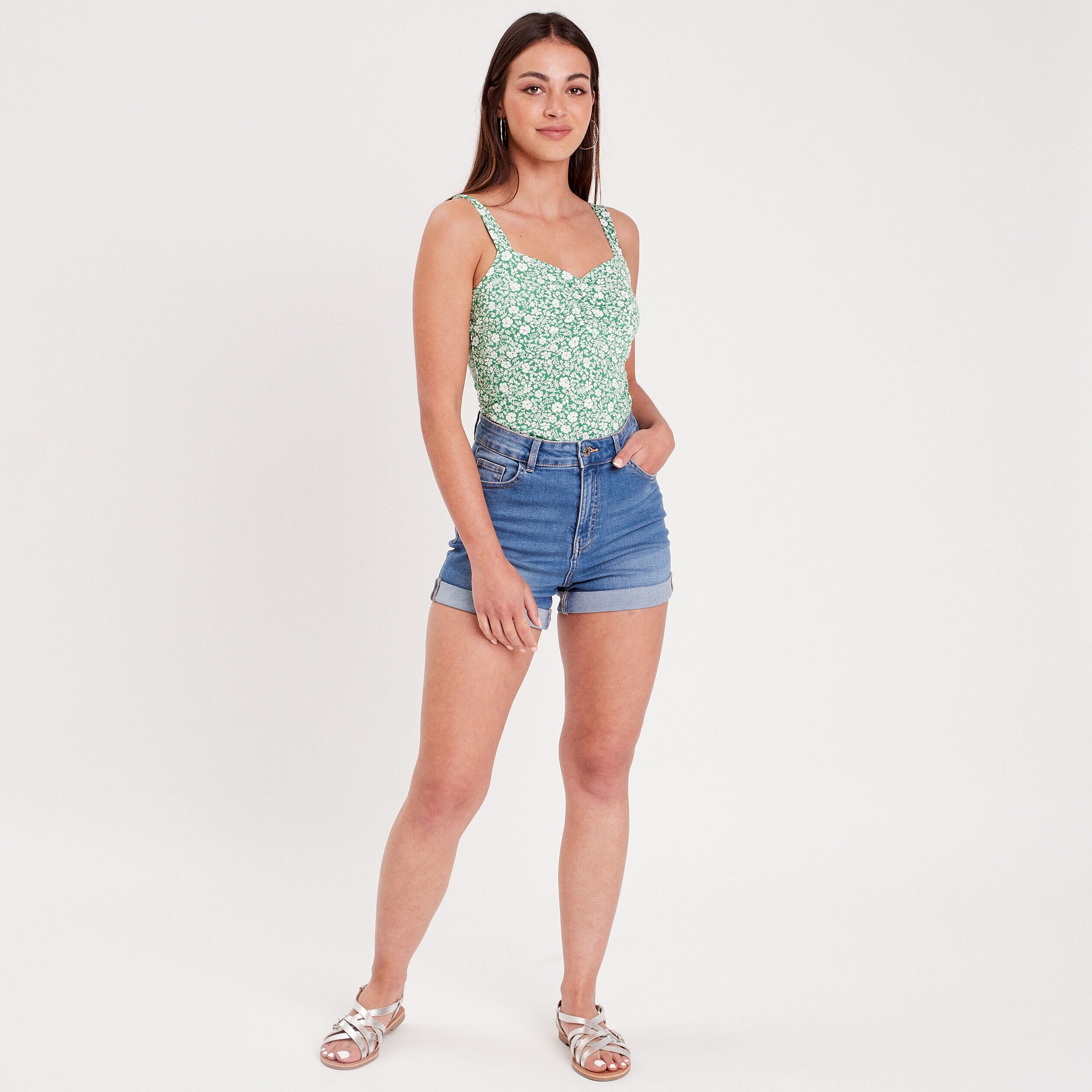 Débardeur bretelles larges vert femme | Cache Cache