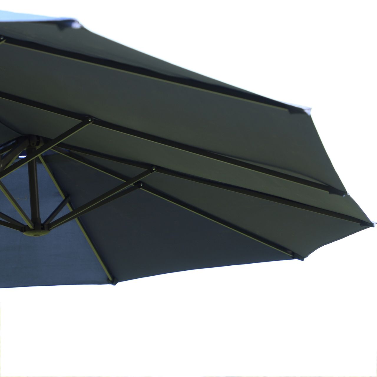 Outsunny Doppelsonnenschirm Gartenschirm Marktschirm mit Handkurbel 460 x 270 cm