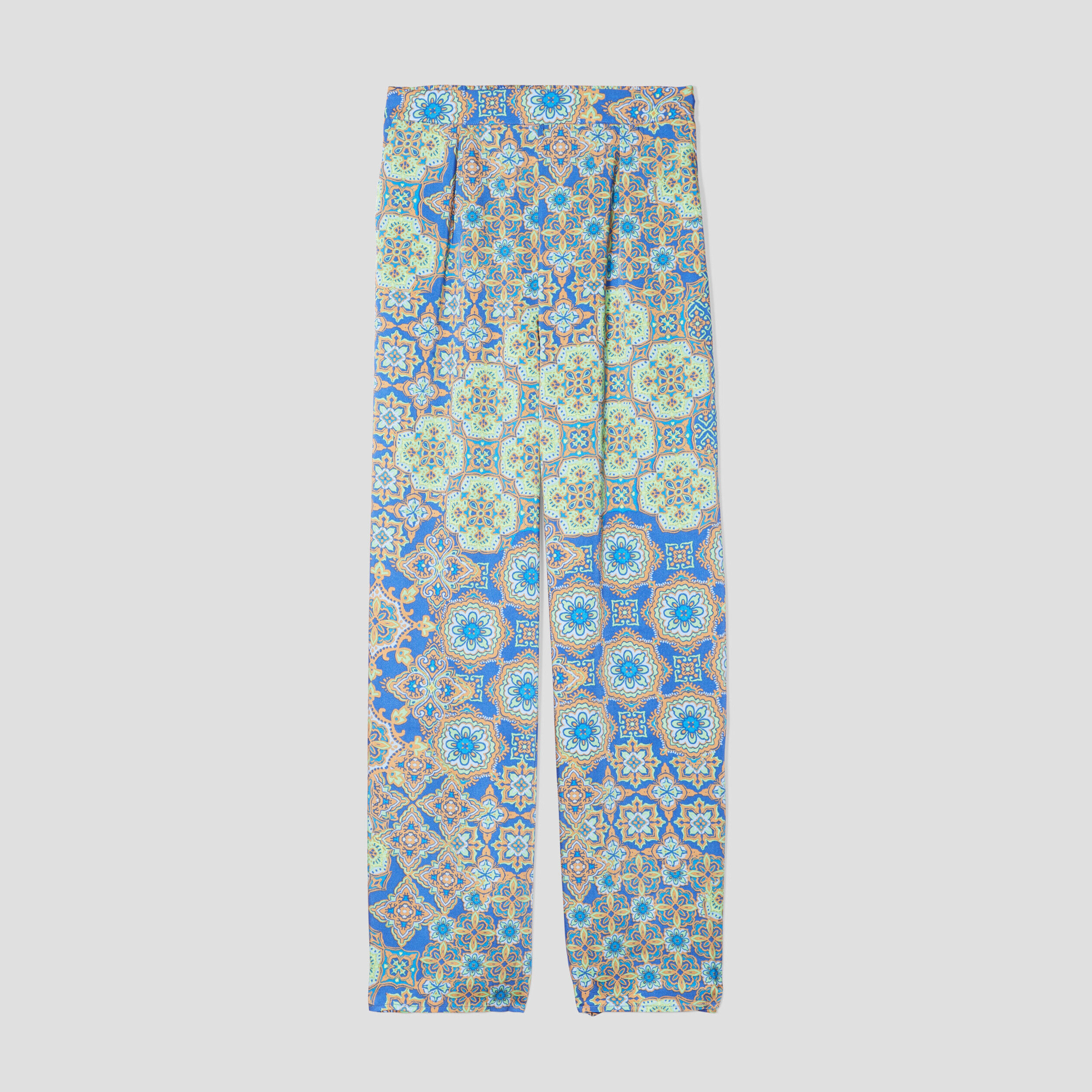 Pantalon large fendu satin bleu roi femme | Cache Cache