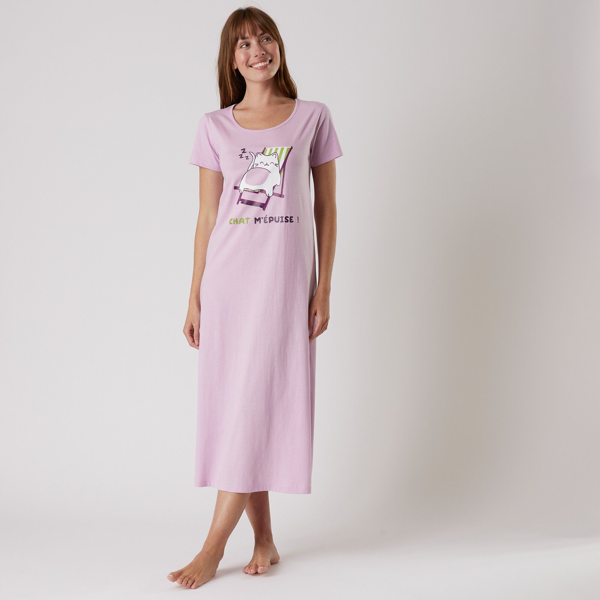 Chemise de nuit longue manches courtes – imprimé 