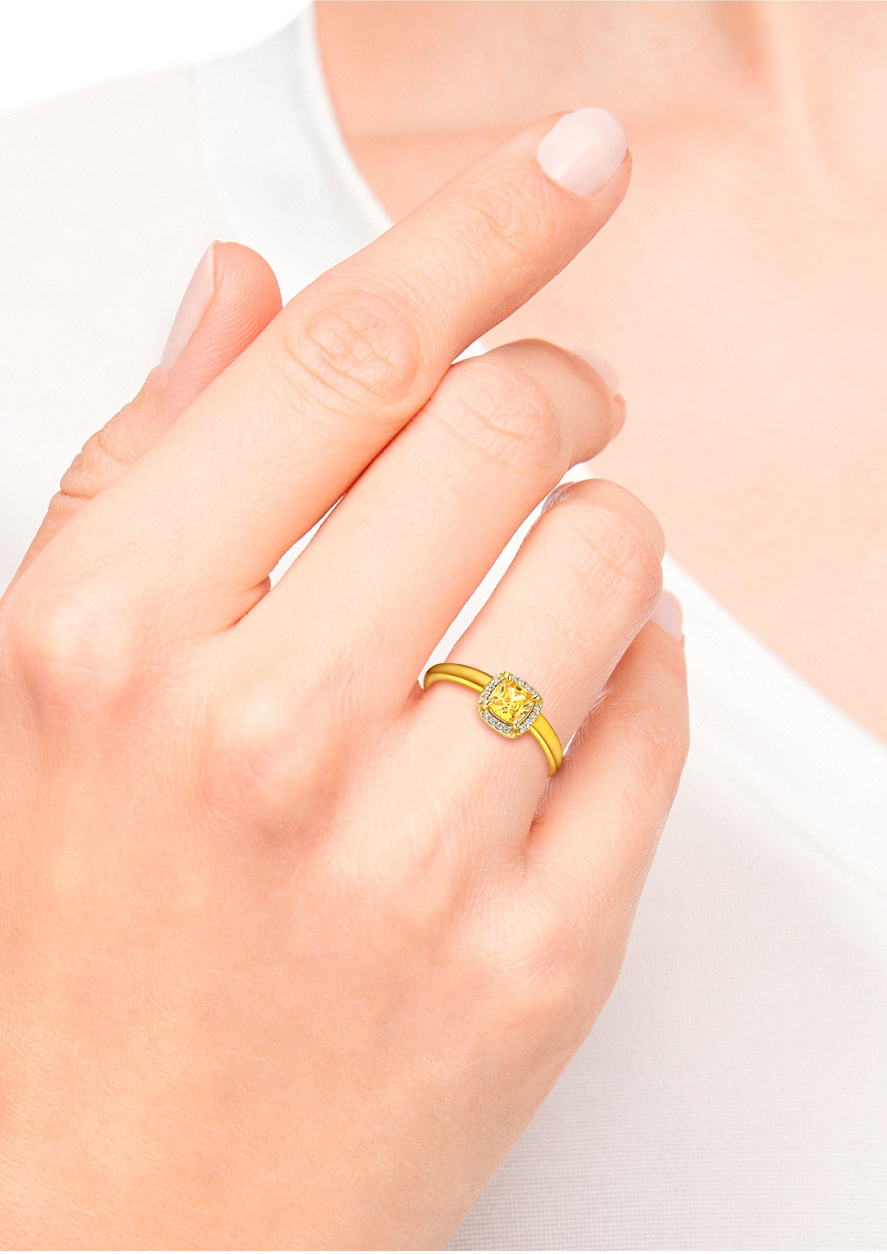 Vergoldeter Ring mit Zirkonia-Stein  6009602-19E0
