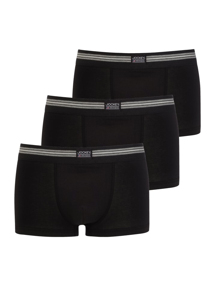Jockey Boxershorts Cotton Stretch 3 Stück in Schwarz günstig kaufen