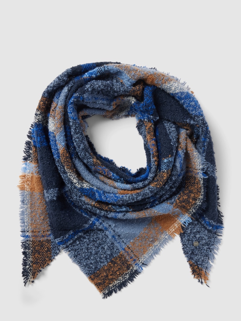 Schal mit Tartan-Karo in marineblau