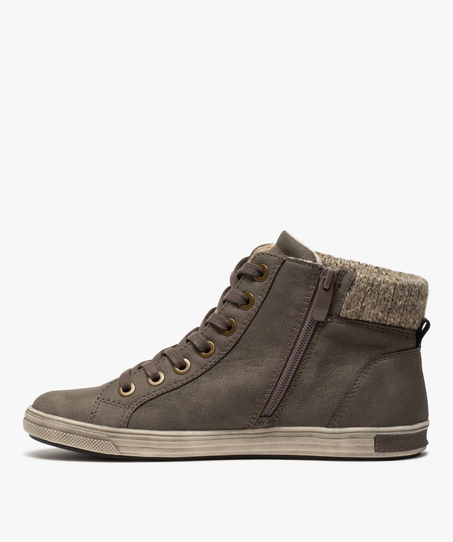 Baskets femme semi-montantes à col chaussette gris | GEMO