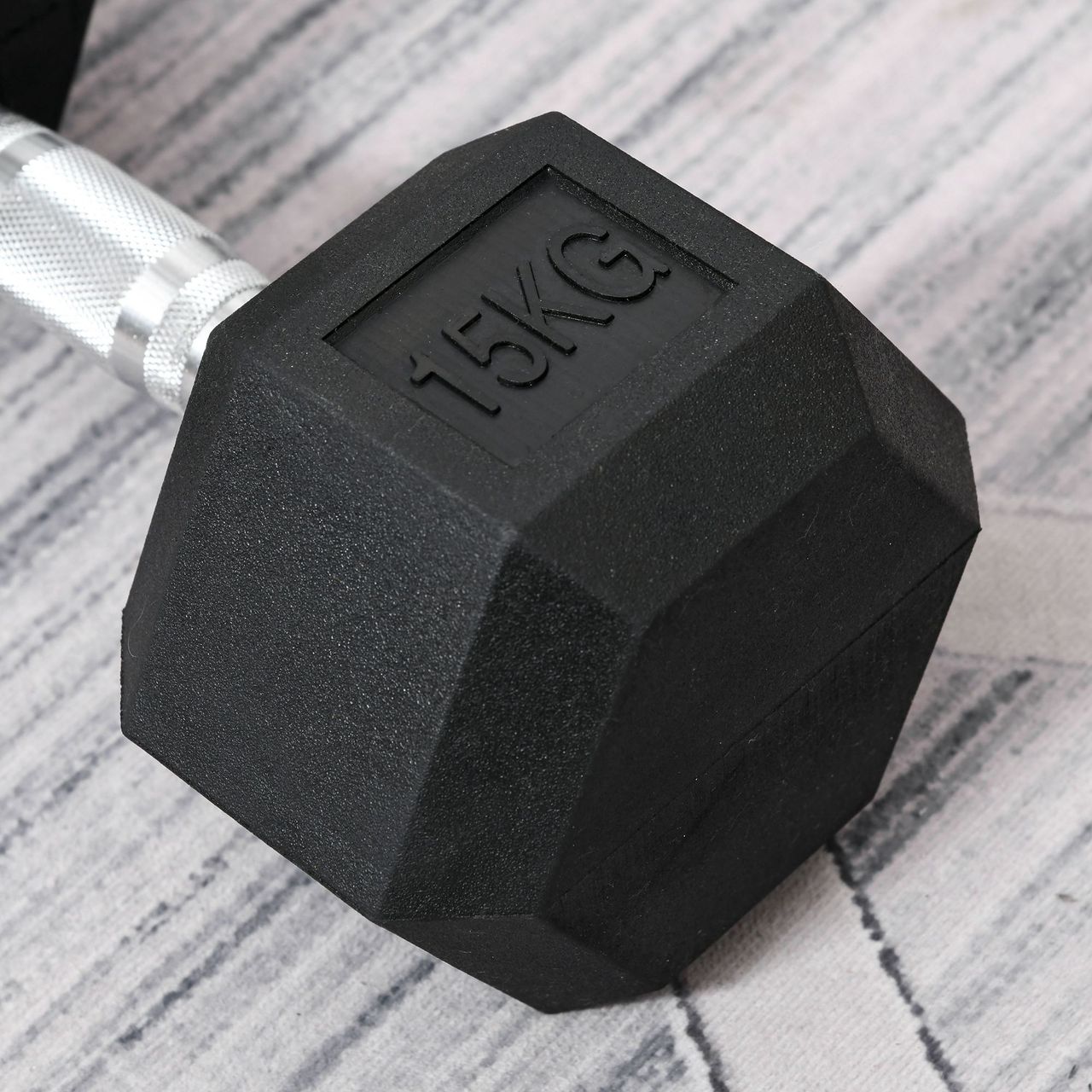 HOMCOM Gummi-Hantel Fitness Hantel Kurzhantel für Trainingsraum Gummi schwarz 15 KG