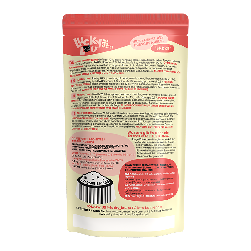 Lucky Lou Nassfutter Lucky Lou Kitten Geflügel 16x125g