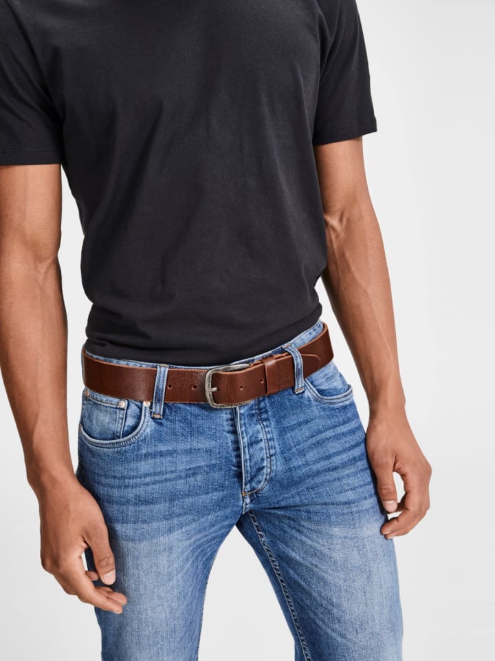 Jack & Jones Ledergürtel JACPAUL Belt Echt Leder Jeans Hosen Gürtel in Braun günstig kaufen