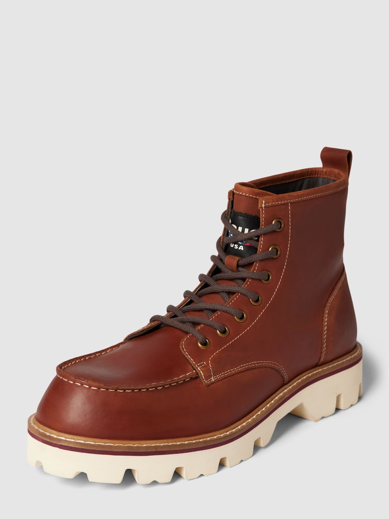 Ankle Boots mit Label-Detail Modell 'RUSK' in cognac