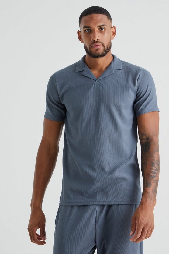 Tall geripptes Slim-Fit Ottoman Poloshirt