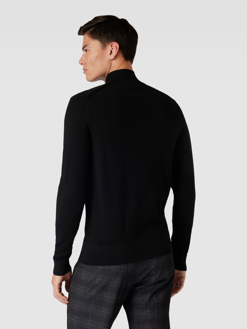 Strickpullover aus Wolle Modell 'MERINO MOCK' in schwarz