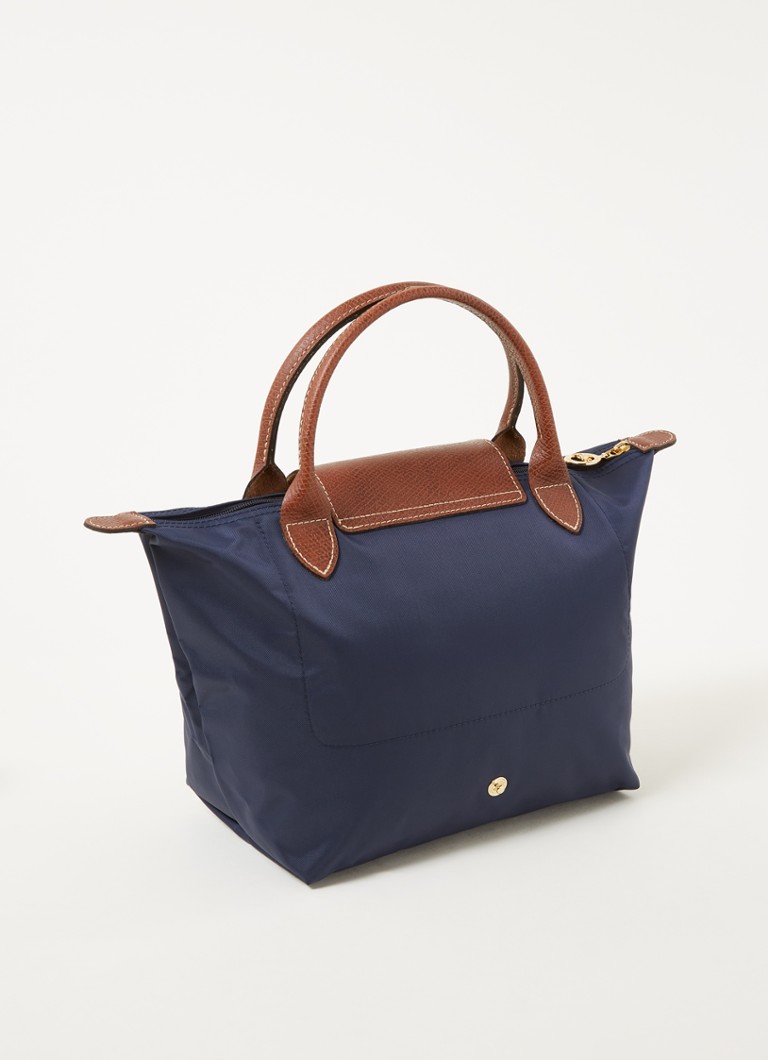Geantă originală Longchamp Le Pliage, mărimea S, cu detalii din piele.