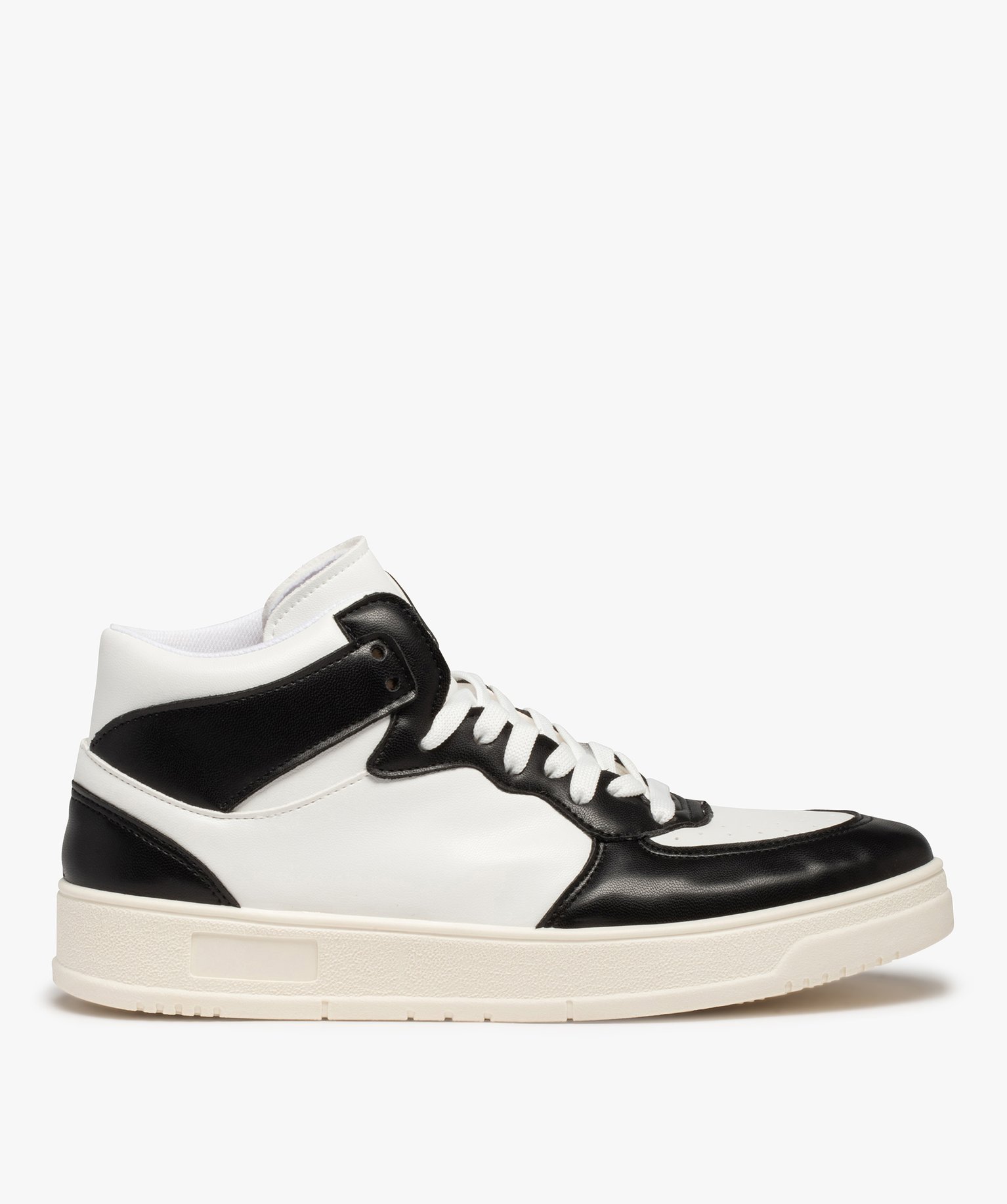 Baskets homme mid-cut bicolores à lacets blanc | GEMO