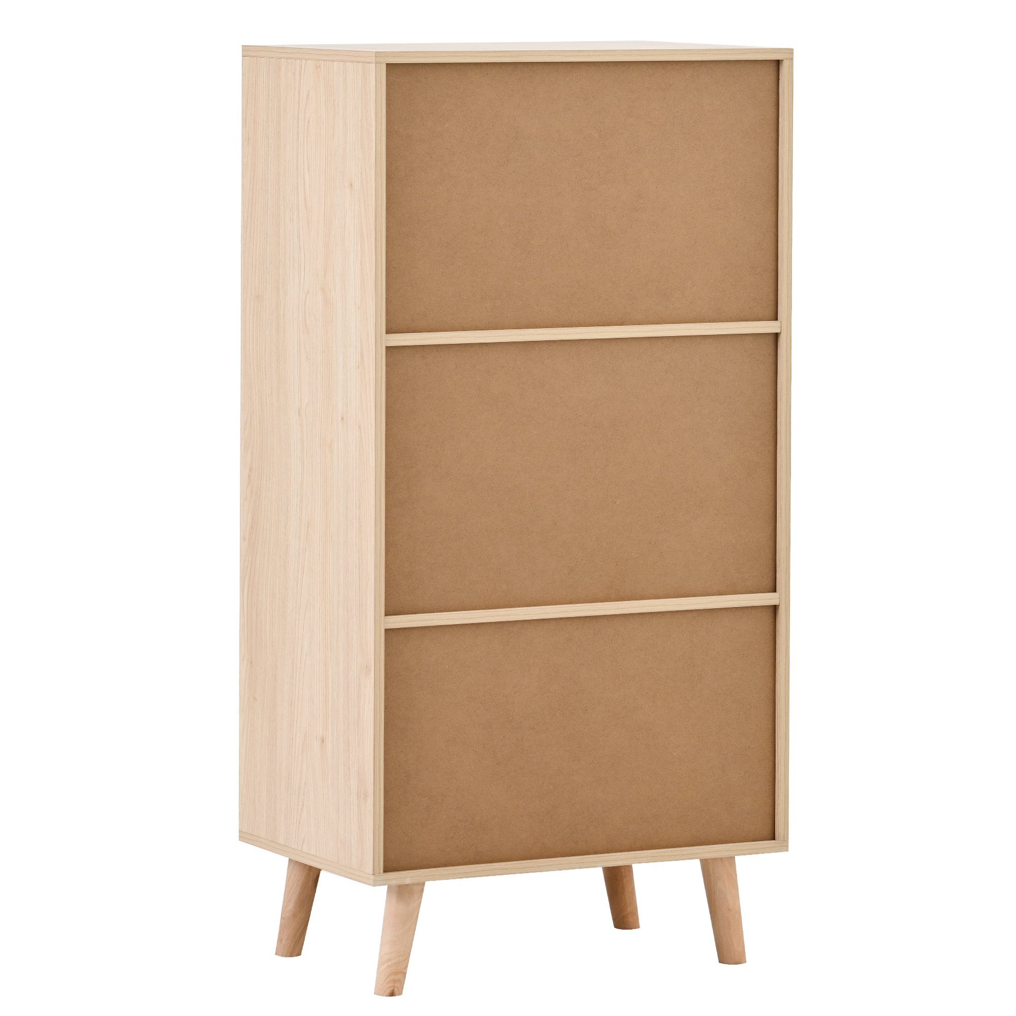 Flieks Kommode, Sideboard mit 2 Schubladen und 2 Türen Rattan 60x40x120cm