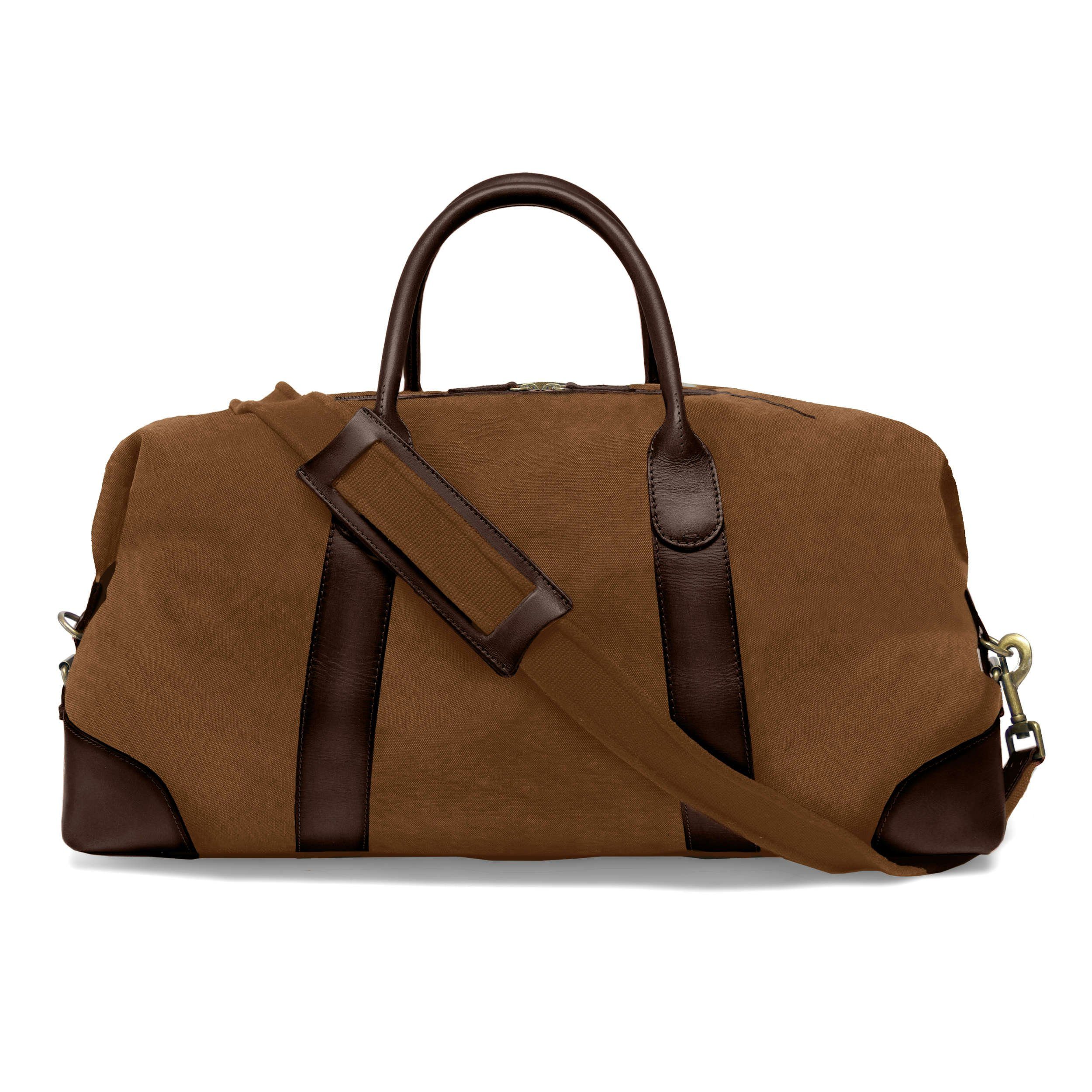 DRAKENSBERG Reisetasche Weekender David (L) Umbra-Braun, Herren, Damen, im Vintage-Design, Canvas und Büffelleder, handgemacht