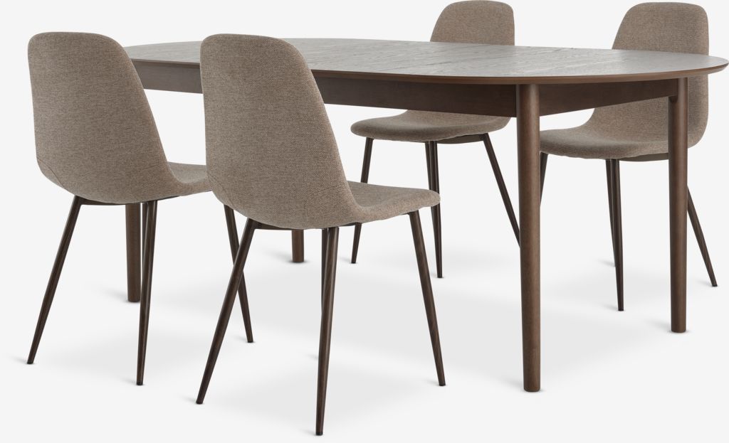 MARSTRAND JONSTRUP MARSTRAND L200/280 mesa carvalho escuro 4 cadeira JONSTRUP bege